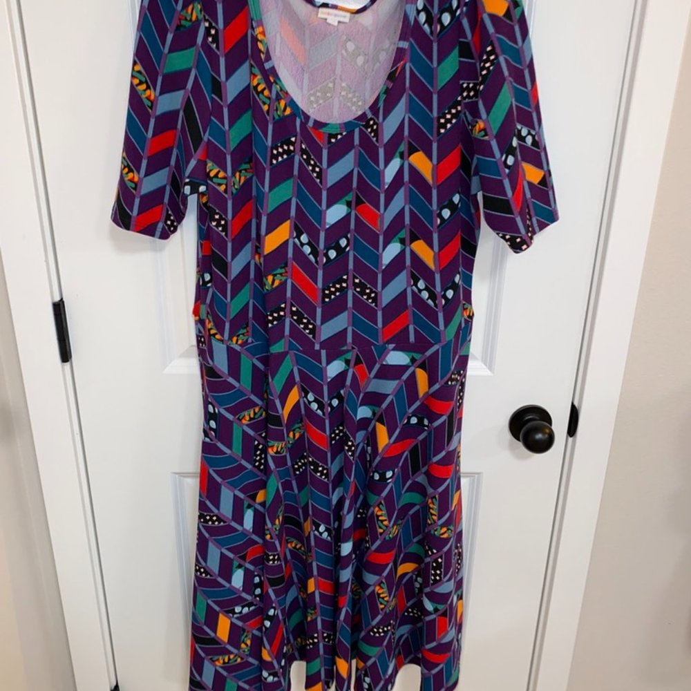 Colorful Purple Dress LuLaRoe Nicole Vault 3XL